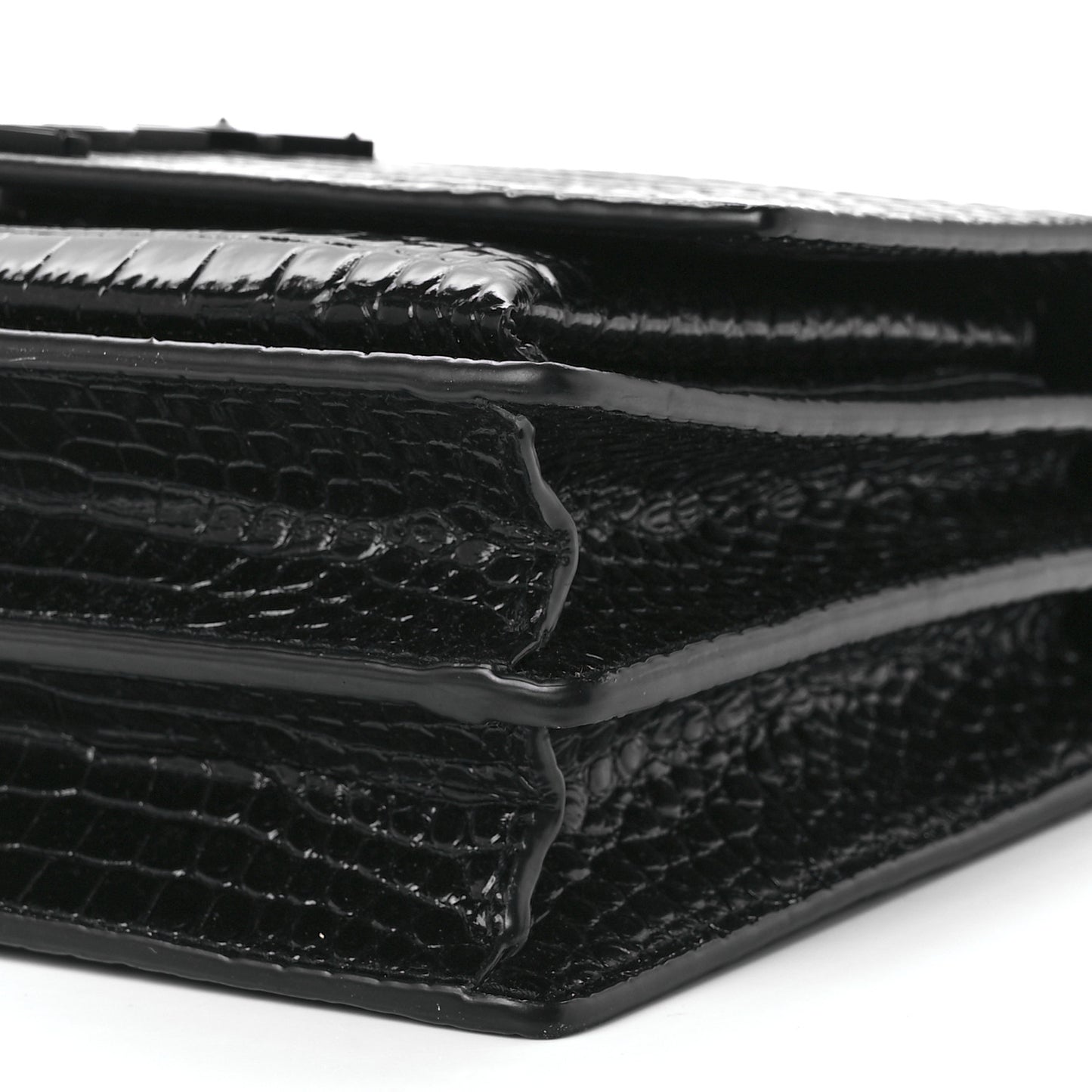 Calfskin Crocodile Embossed Medium Monochrome Monogram Sunset Black