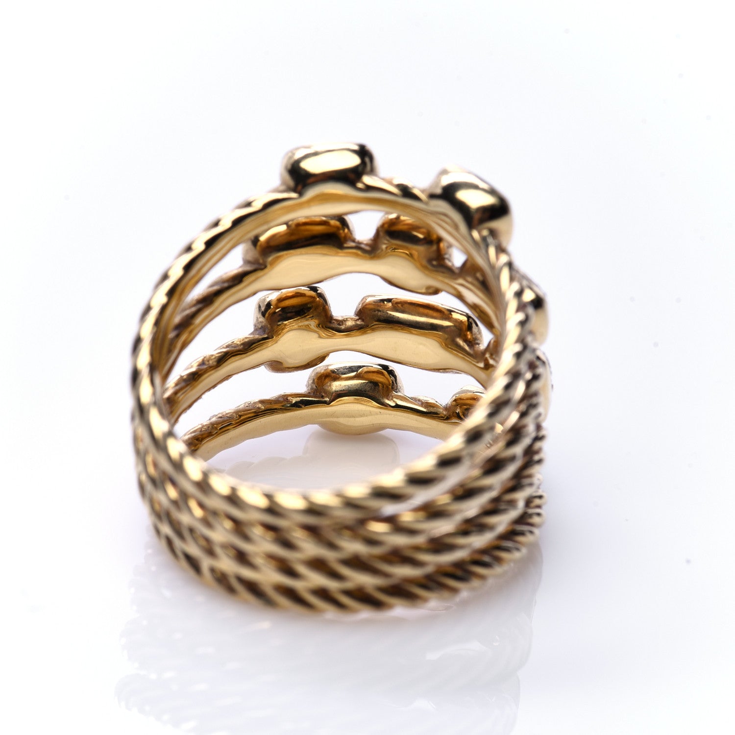 David Yurman 18K Yellow Gold Diamond Four Row Confetti Ring 54 7 5 of 6