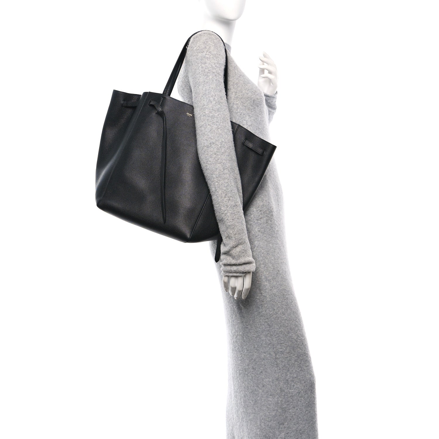 Celine Soft Grained Calfskin Small Belt Cabas Phantom Black 2 of 10