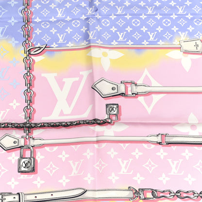 Louis Vuitton Silk Monogram Escale Confidential Square Scarf Pink 3 of 4