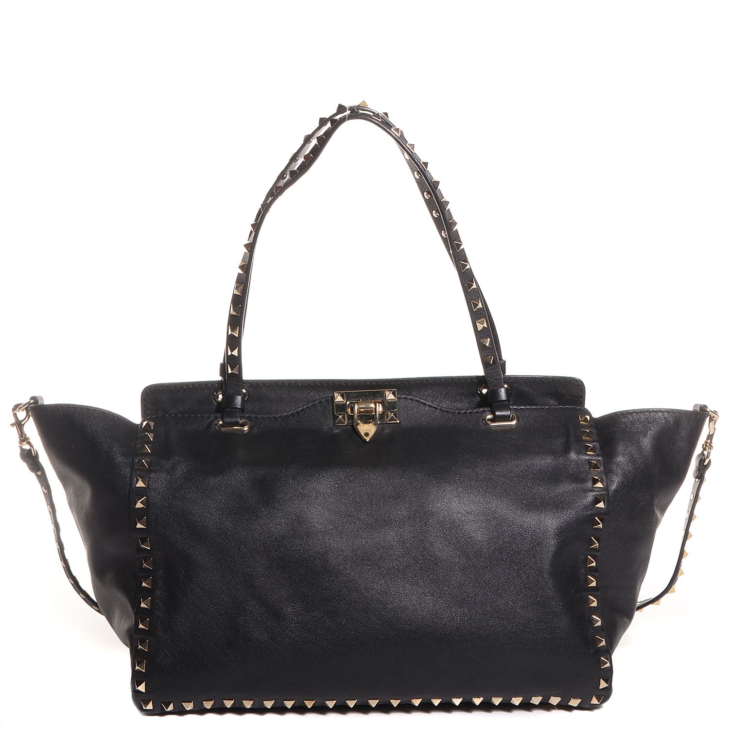 Valentino Garavani Vitello Medium Rockstud Tote Black 1 of 9