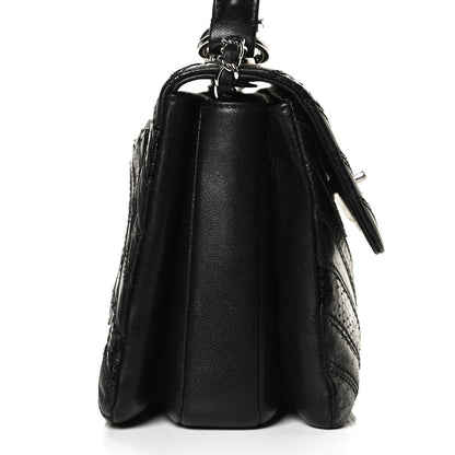 Chanel Calfskin Sheepskin Watersnake Chevron Quilted CC Small Trendy CC Dual Handle Flap Bag Black 11 of 13