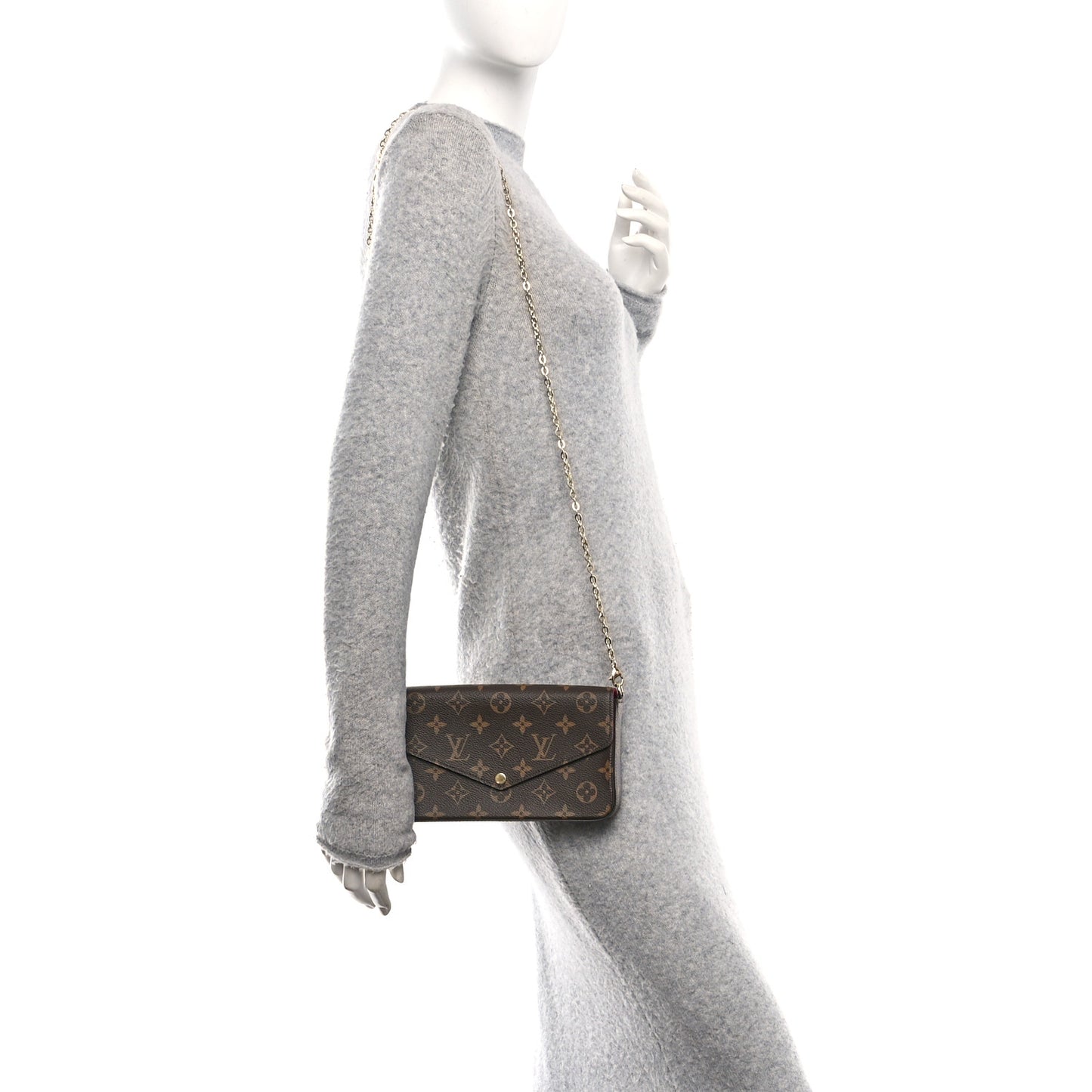 Monogram Pochette Felicie Chain Wallet Fuchsia