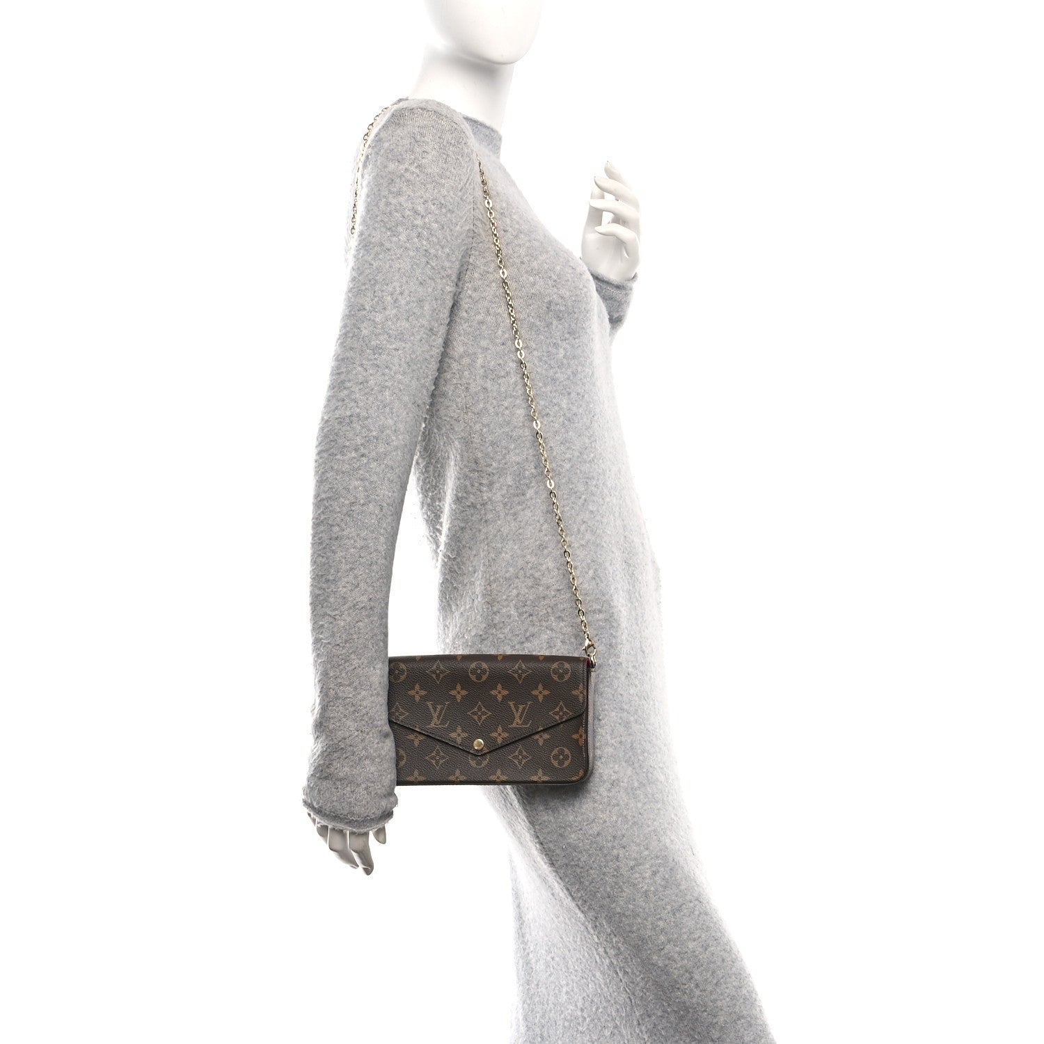 Louis Vuitton Monogram Pochette Felicie Chain Wallet Fuchsia 2 of 13