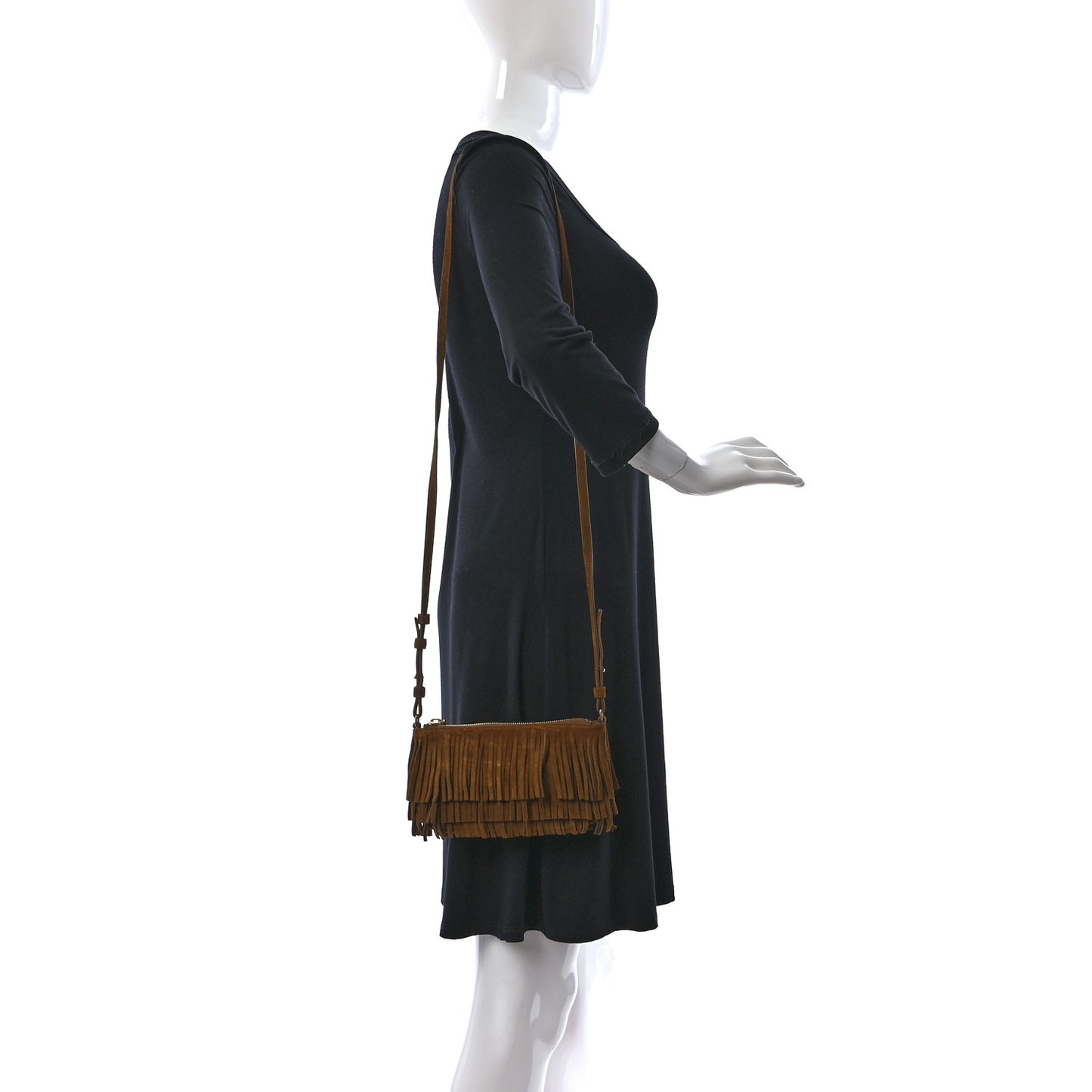 Suede Fringe Crossbody Light Ocre