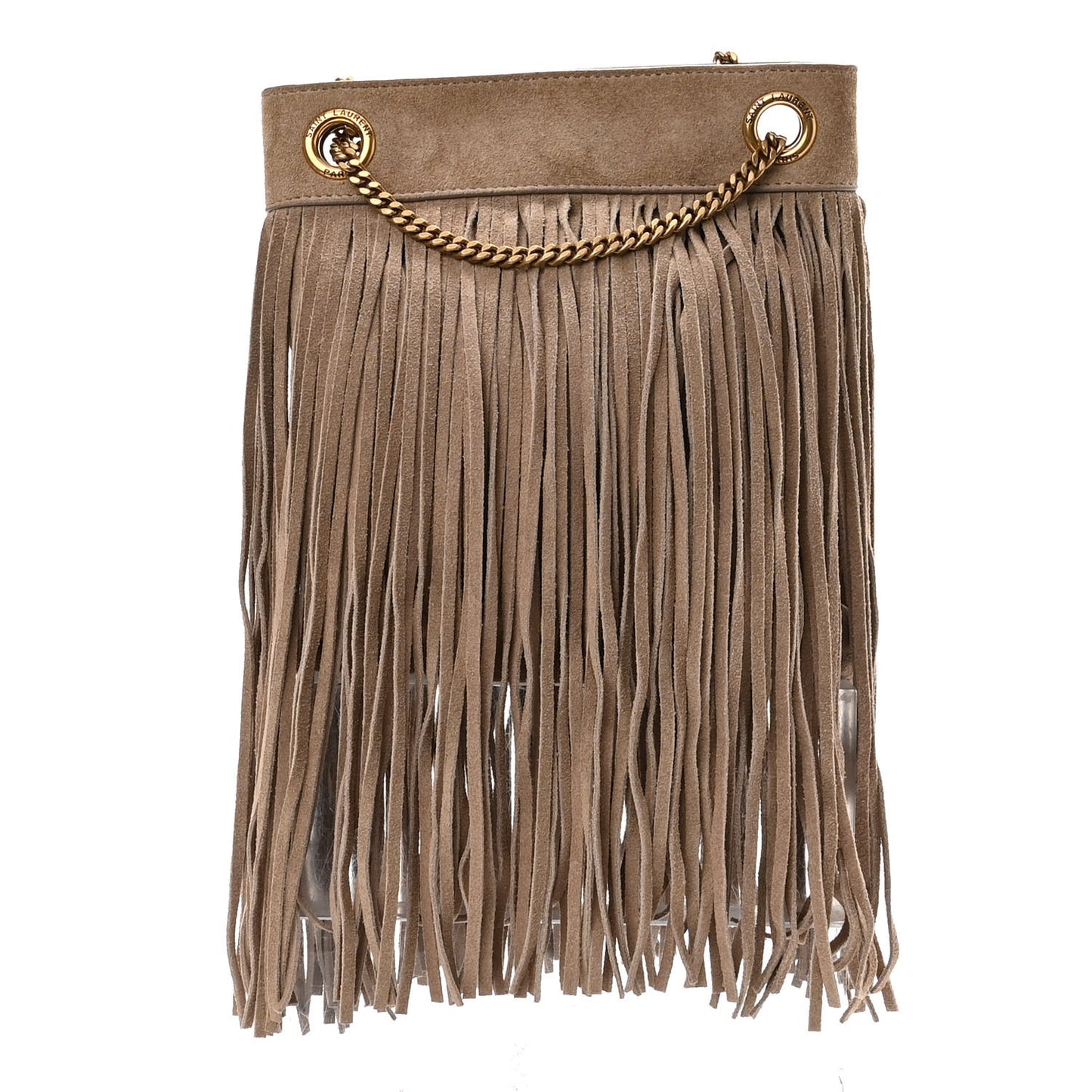 Suede Calfskin Small Grace Fringed Hobo Bag Dusty Grey