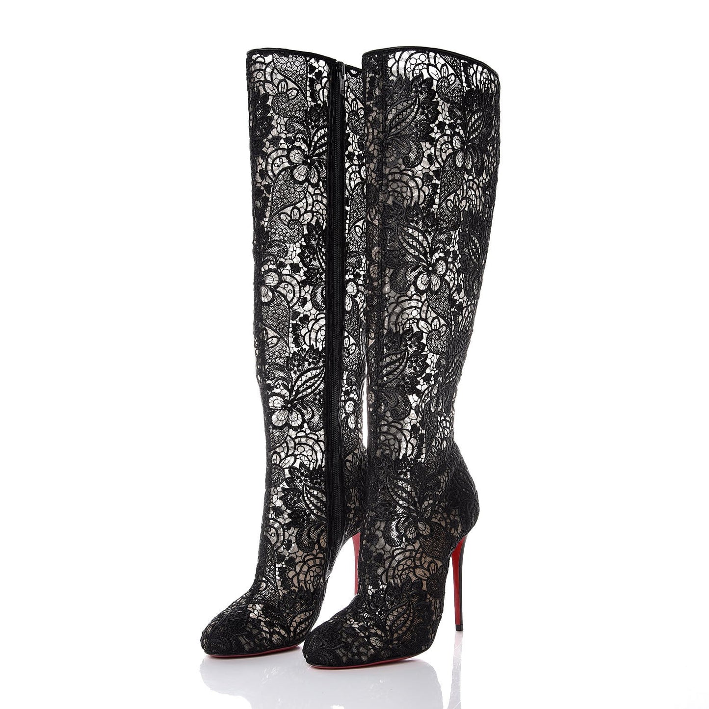 Mesh Guipure Wax Lace Kid Tennissina 100 Tall Boots 36 Black