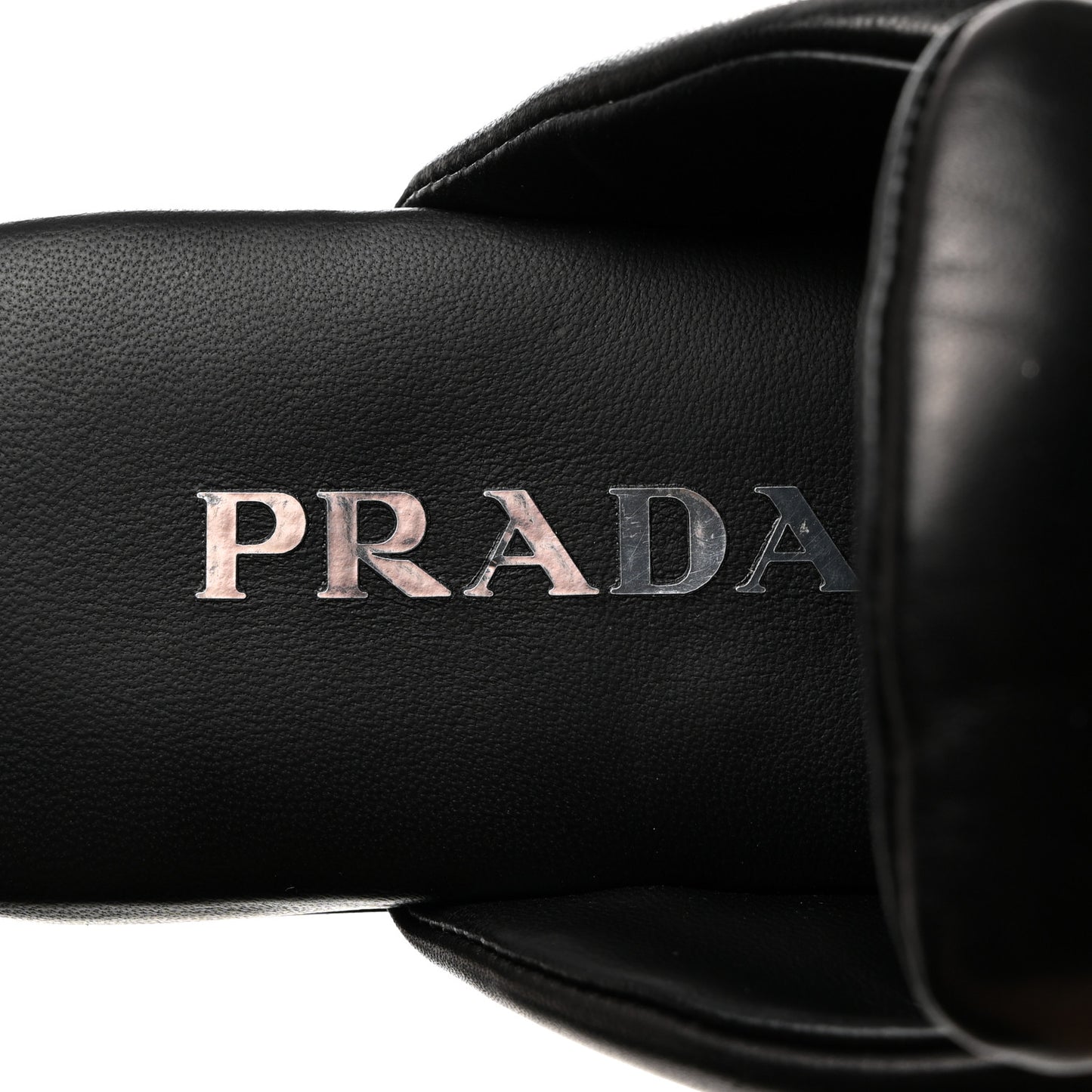 Nappa Soft Padded Metal Triangle Logo Lug Sole 20mm Mules 36 Black