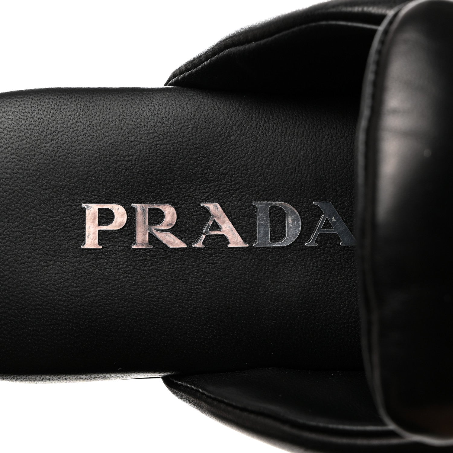Prada Nappa Soft Padded Metal Triangle Logo Lug Sole 20mm Mules 36 Black 6 of 9
