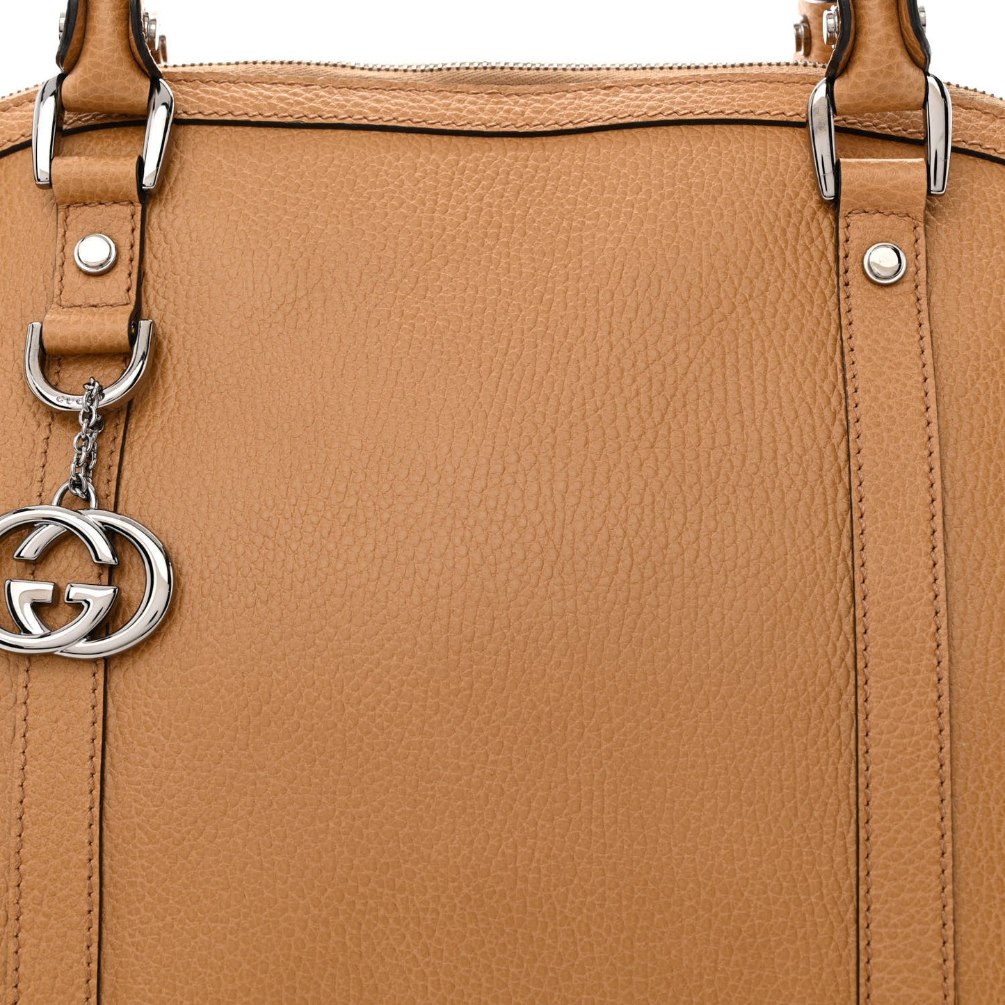 Pebbled Calfskin Medium GG Convertible Dome Satchel Beige