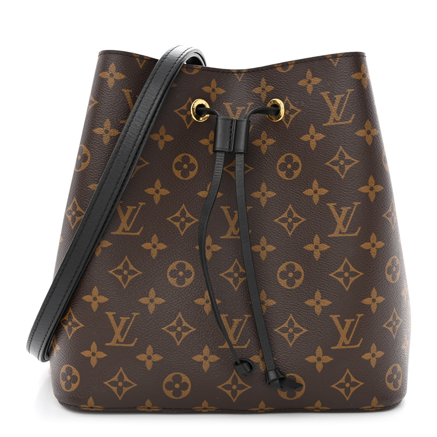 this is an image of a LOUIS VUITTON Monogram Neonoe MM in the color Black by FASHIONPHILE