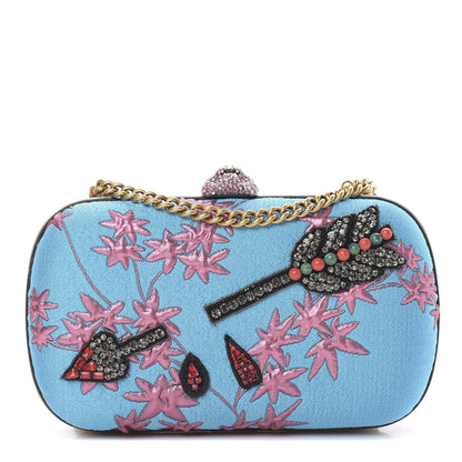 Gucci Brocade Floral Crystal Broadway Clutch Blue 1 of 11