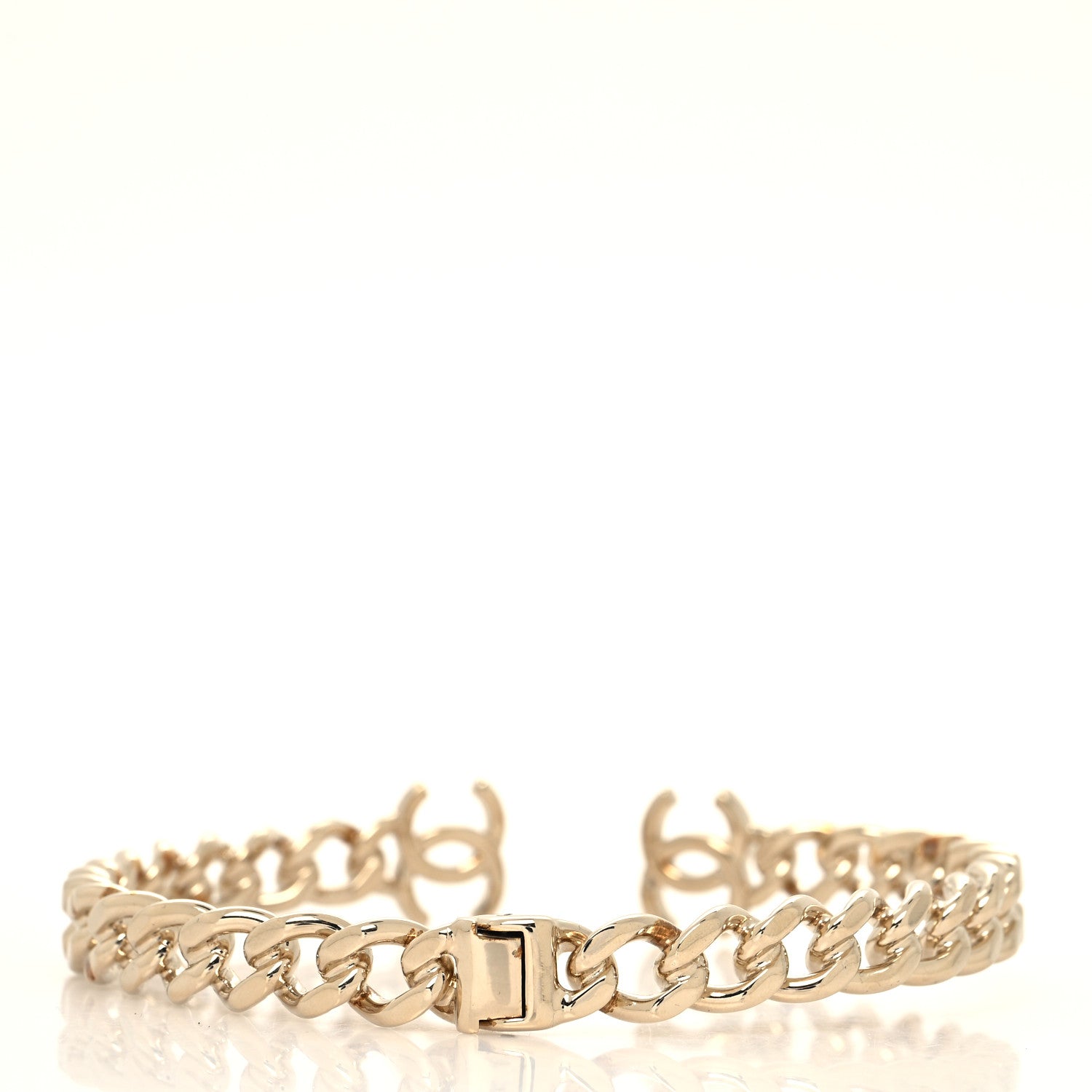 Chanel Metal CC Chain Link Choker Necklace M Gold 4 of 5