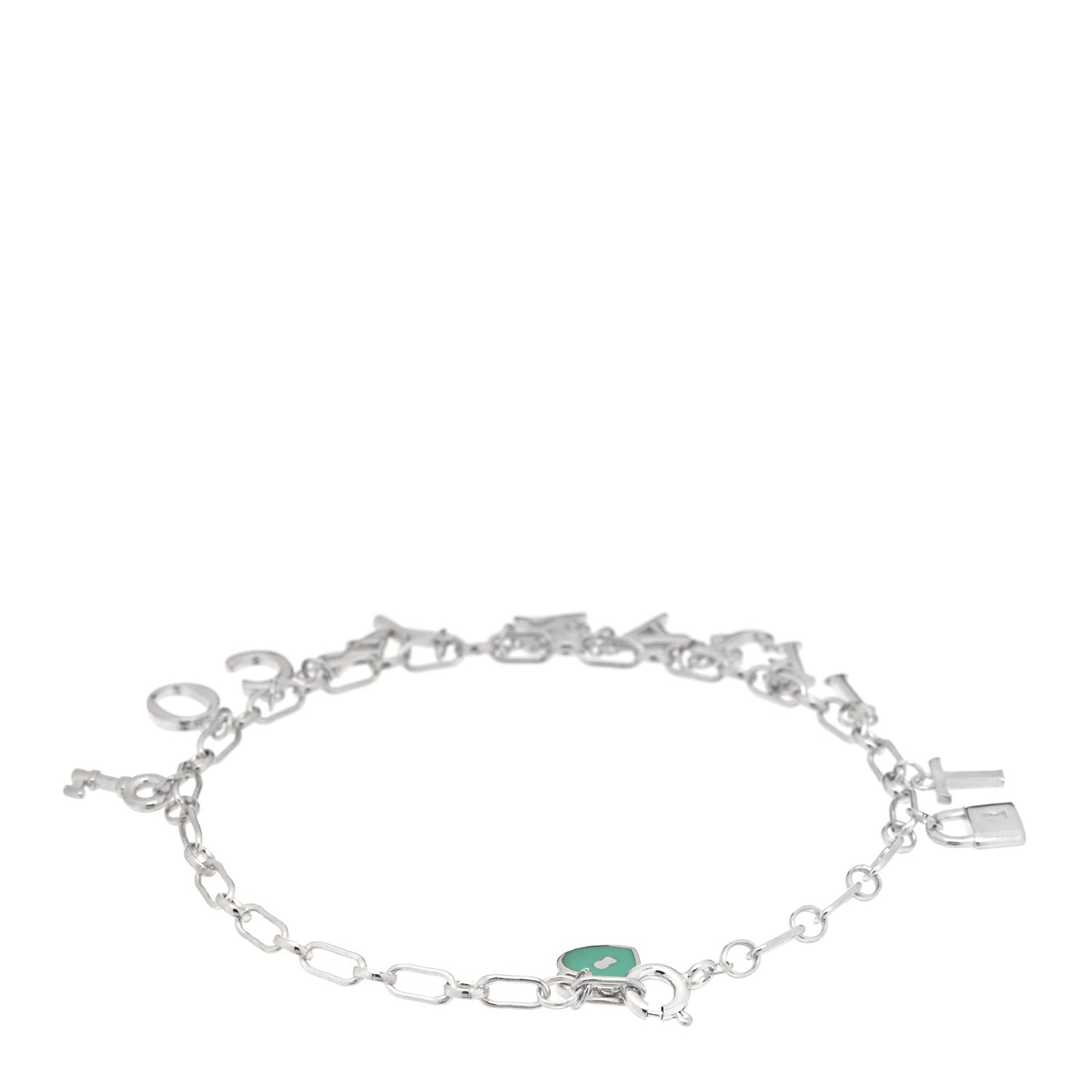 Sterling Silver Enamel Love Notes Logo Charm Bracelet Blue