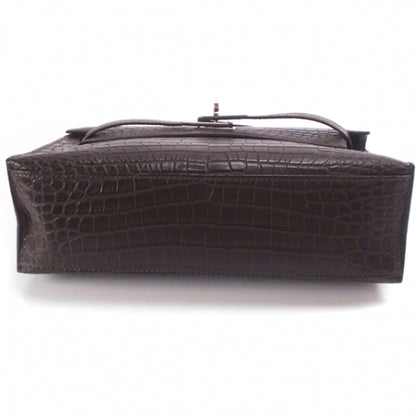 Hermes Crocodile Kelly Pochette Clutch Brown 4 of 8