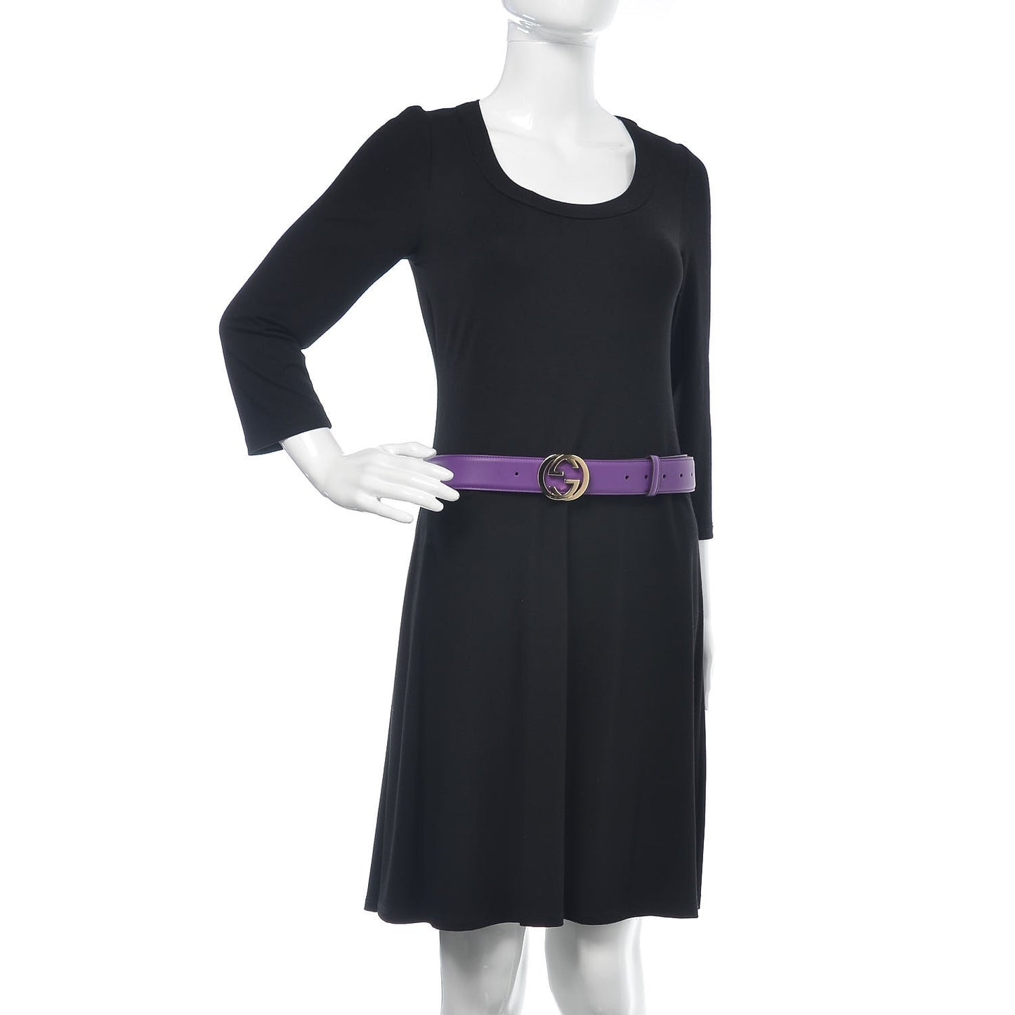 Moon Calfskin Interlocking G 37mm Belt 95 38 Shine Purple
