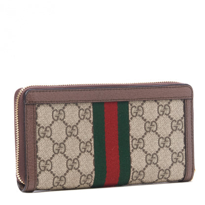 Gucci GG Supreme Monogram Web Ophidia Zip Around Wallet Brown 2 of 9