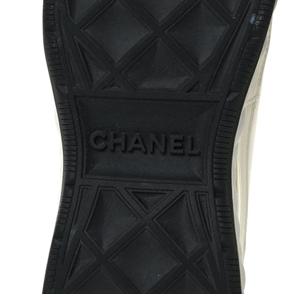 Chanel Velvet Calfskin Mixed Fibers CC Sneakers 37.5 Ivory Black 7 of 9