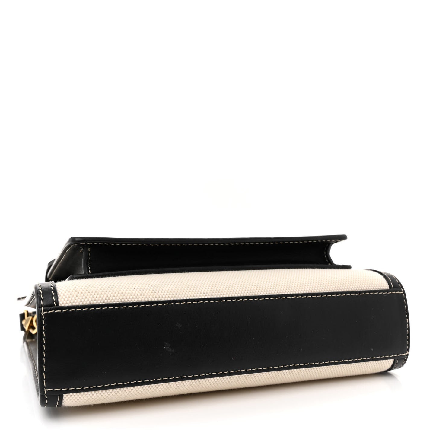Canvas Smooth Calfskin Two Tone Mini Pocket Bag White Black