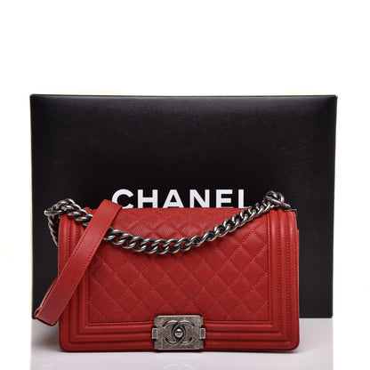 Chanel Caviar Quilted Medium Boy Flap Red 10 of 10