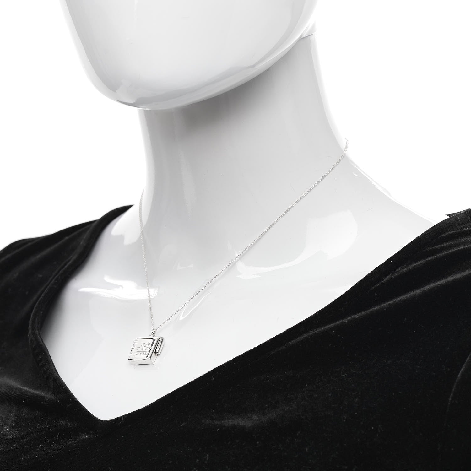 Tiffany Sterling Silver 1837 Square Spinner Pendant Necklace 2 of 5