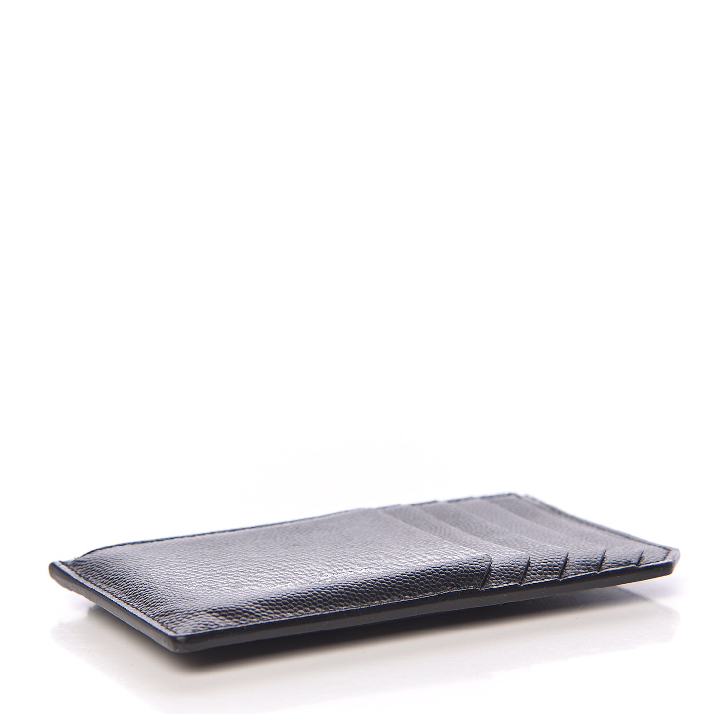 Grained Calfskin 5 Fragments Zip Pouch Card Holder Black