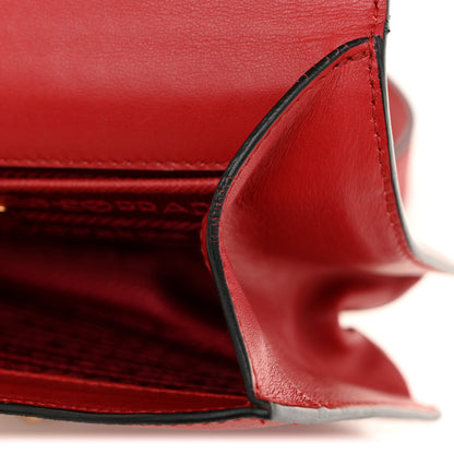 Prada Saffiano Turn Lock Chain Shoulder Bag Fuoco 14 of 18