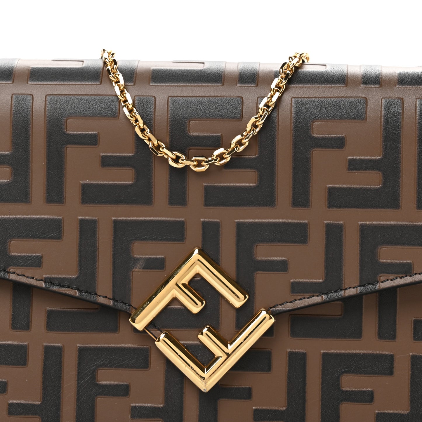 Vitello Ceylon Bi-Color FF 1974 Embossed FF Diamonds Chain Wallet Maya Black