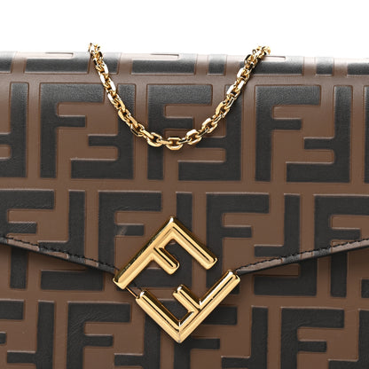 Fendi Vitello Ceylon Bi-Color FF 1974 Embossed FF Diamonds Chain Wallet Maya Black 8 of 11