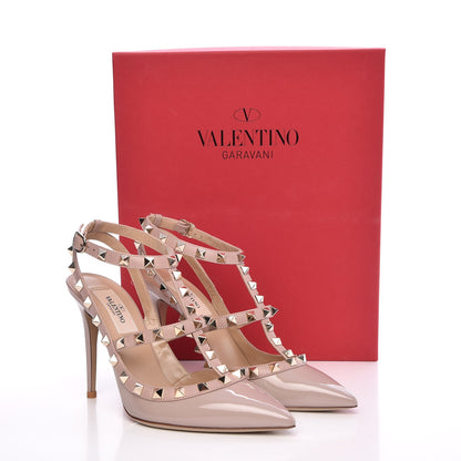 Valentino Garavani Patent Nappa Rockstud Ankle Strap 100mm Pumps 36.5 Poudre 9 of 9