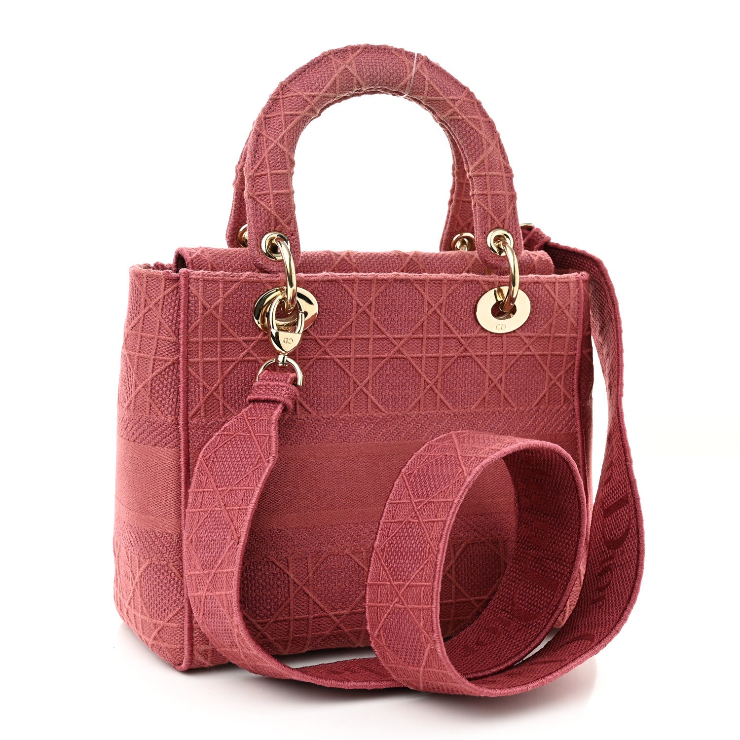 Christian Dior Canvas Embroidered Cannage Medium Lady D-Lite Pink 3 of 9