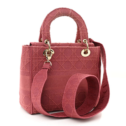Christian Dior Canvas Embroidered Cannage Medium Lady D-Lite Pink 3 of 9