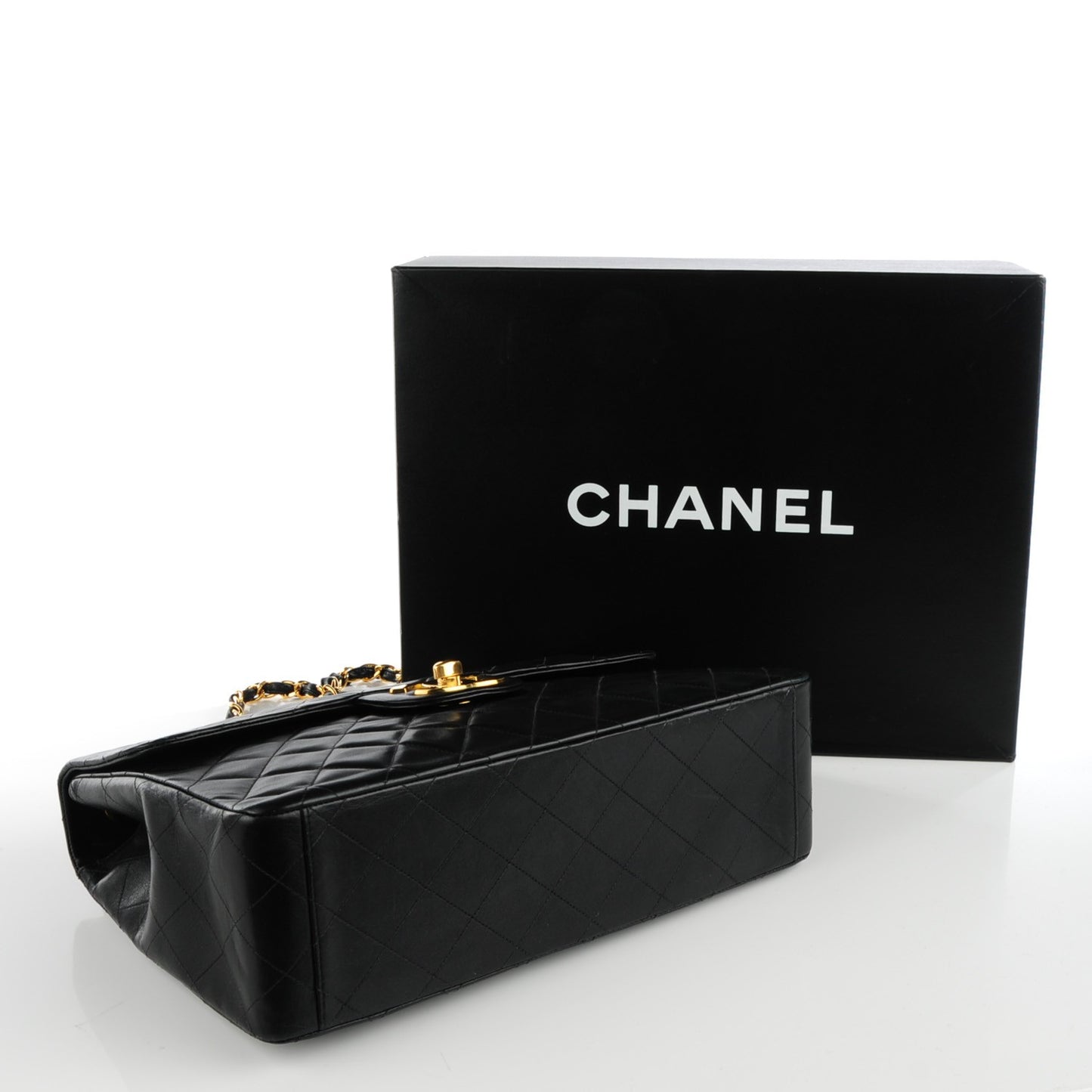 Lambskin Quilted XL Jumbo Single Flap Black