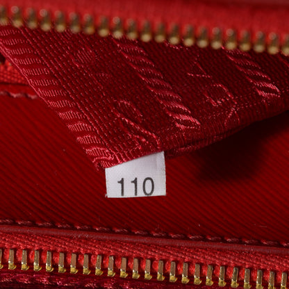 Prada Saffiano Vernice Mini Double Zip Tote Rosso 8 of 9
