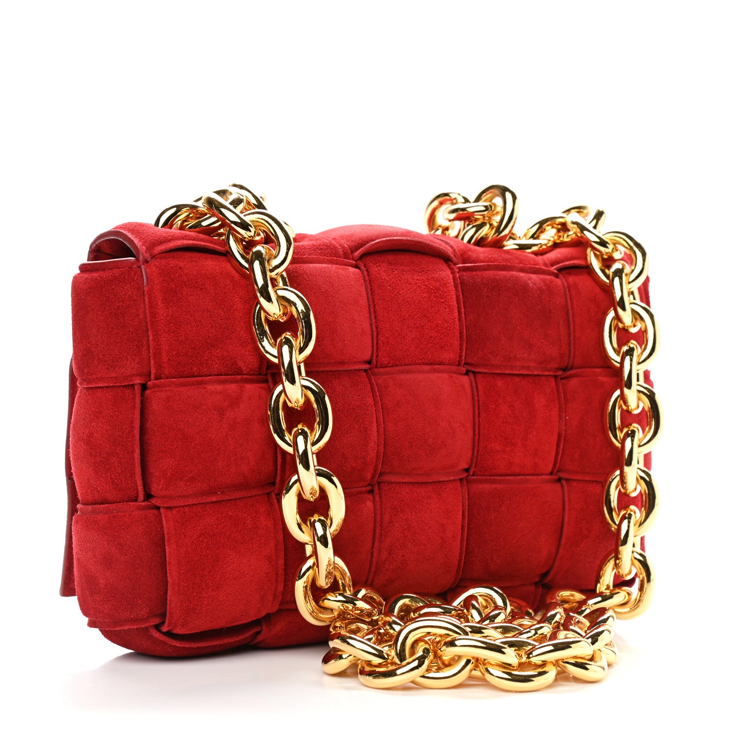 Bottega Veneta Suede Maxi Intrecciato Padded Chain Cassette Crossbody Bag Dark Red 3 of 8