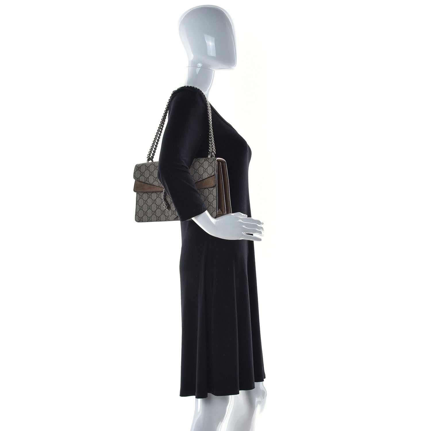 Gucci GG Supreme Monogram Small Dionysus Shoulder Bag Taupe 2 of 12