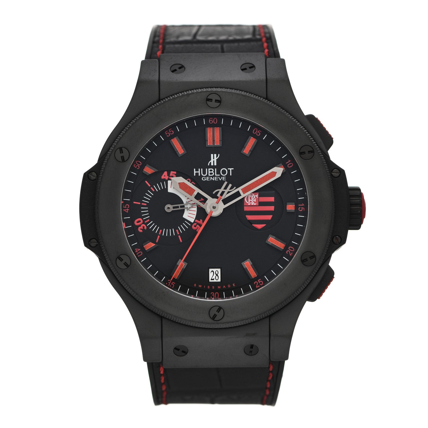 Hublot Ceramic Alligator 44mm Big Bang Limited Edition "Flamengo" Automatic Watch Black 318.CI.1123.GR.FLM11 1 of 5