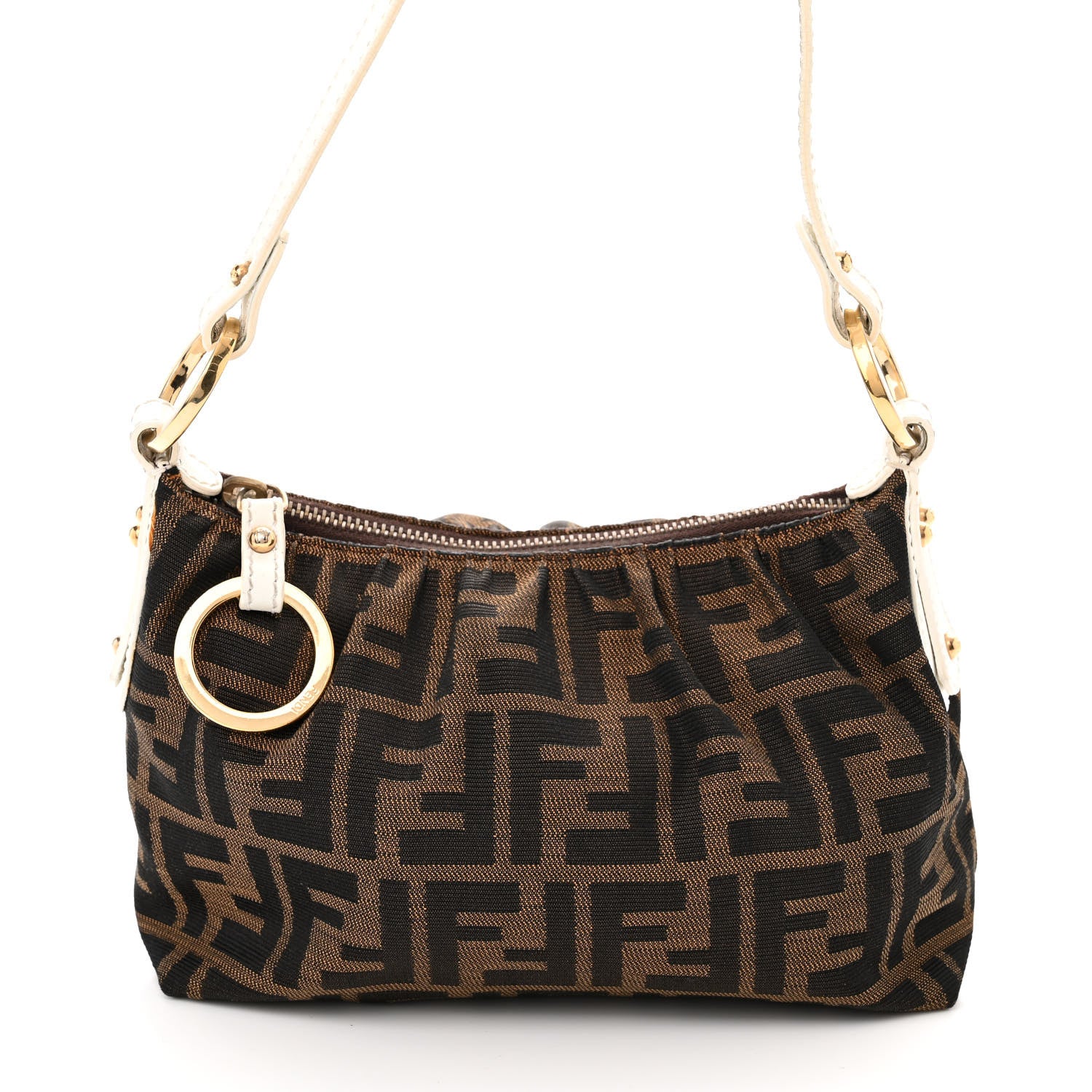Fendi Zucca Cuoio Lucido Hobo Tobacco White 9 of 15