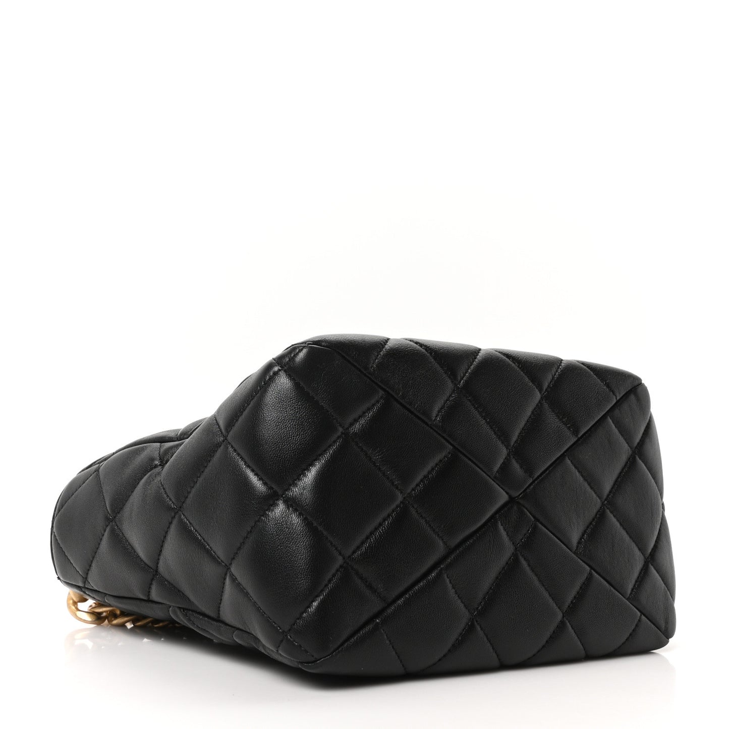 Lambskin Quilted Small Top Handle Shopping Bag Black