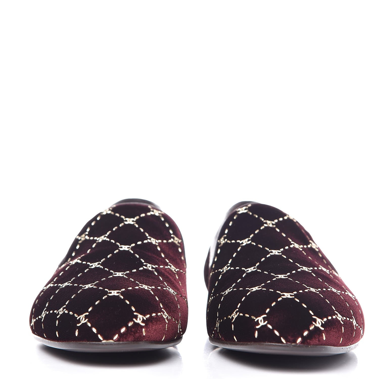 Chanel Velvet Moccasin Loafers 40 Burgundy 2 of 9