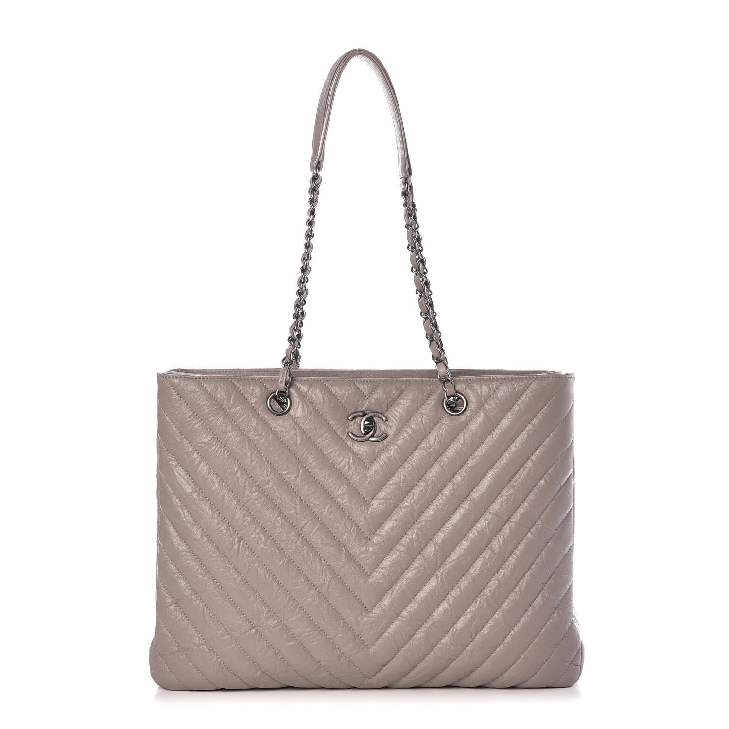 Chanel Aged Calfskin Chevron Quilted Timeless Tote Grey 1 of 7