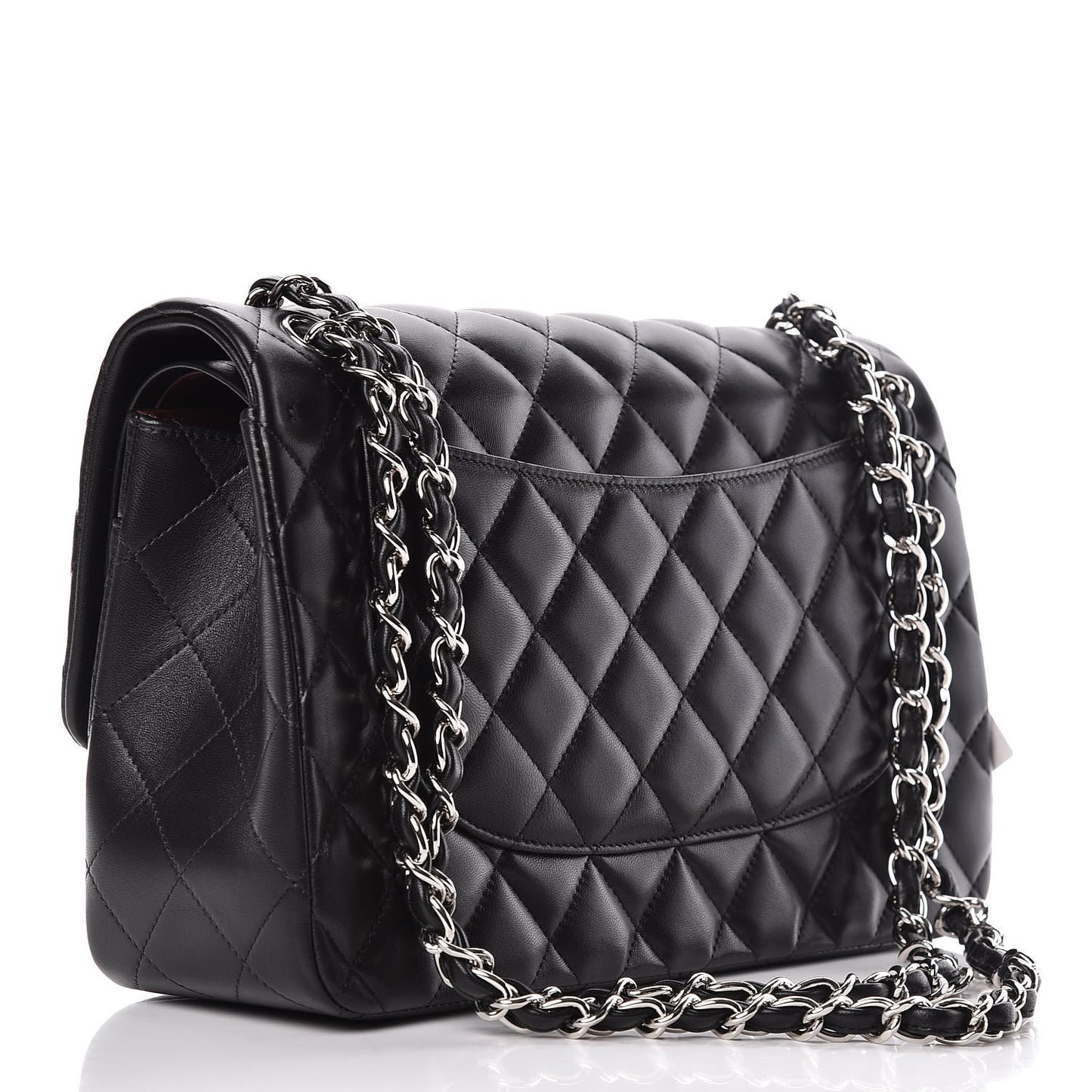Lambskin Quilted Jumbo Double Flap Black