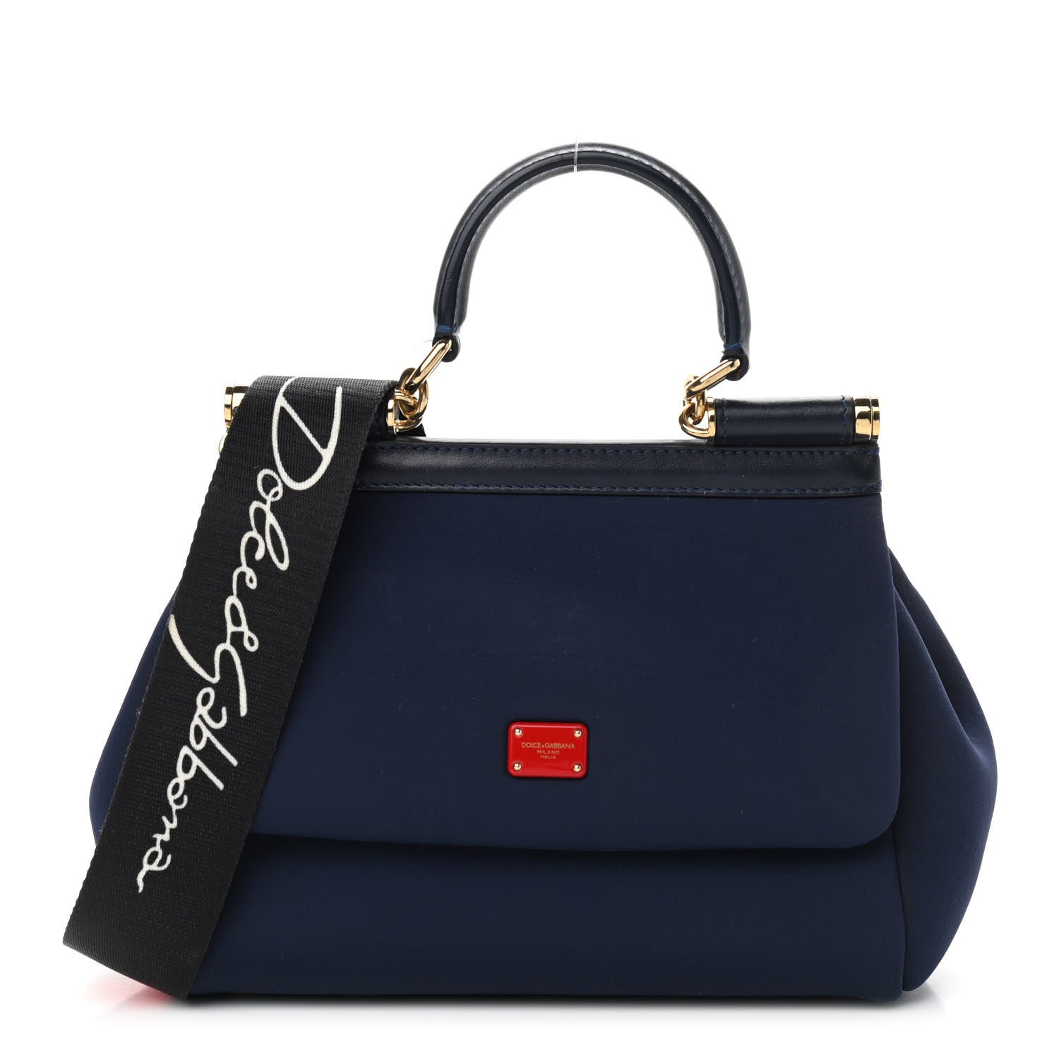 Dolce & Gabbana Neoprene Small Miss Sicily Satchel Navy 1 of 10