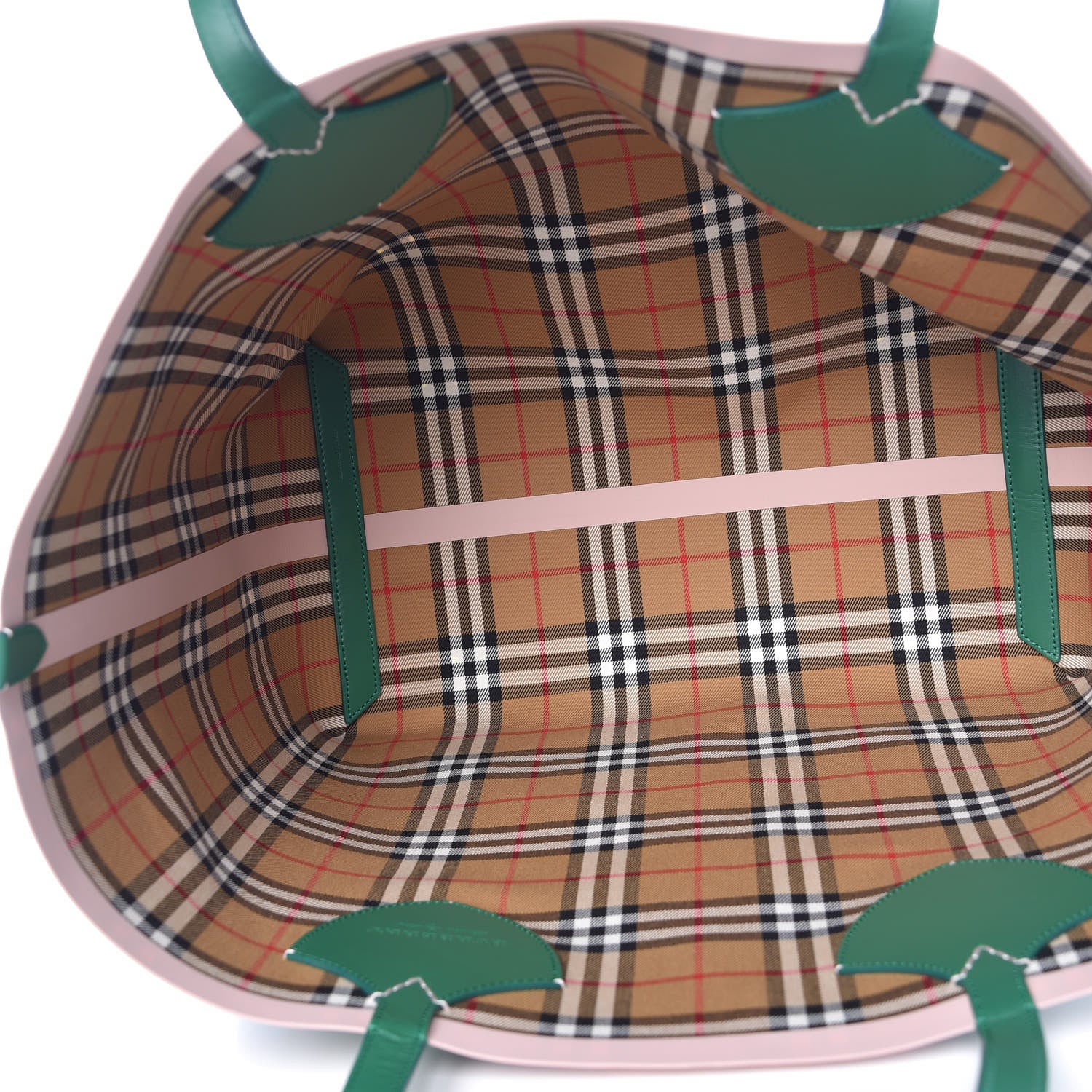 Burberry Vintage Check Large The Giant Reversible Tote Palm Green Pink Apricot 9 of 17