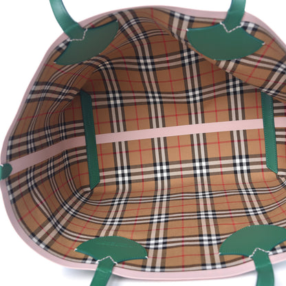 Burberry Vintage Check Large The Giant Reversible Tote Palm Green Pink Apricot 9 of 17