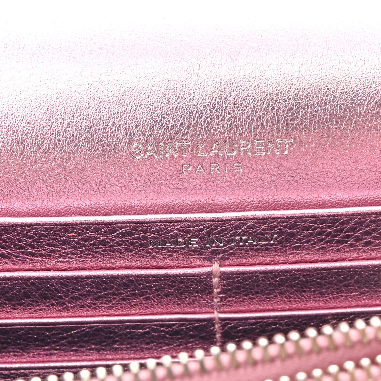 Saint Laurent Metallic Calfskin Monogram Envelope Chain Wallet Pink 6 of 10