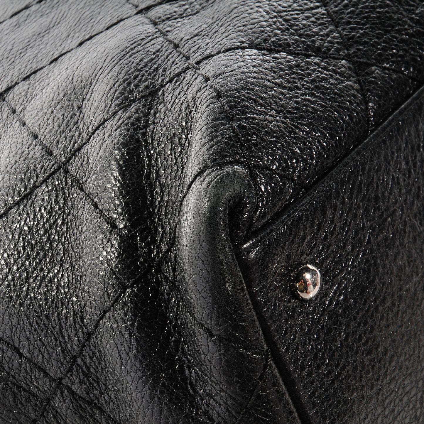 Glazed Calfskin Large On The Road Tote Black