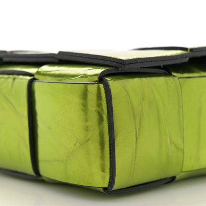 Bottega Veneta Metallic Crushed Calfskin Maxi Intrecciato Cassette Crossbody Bag Chlorophyll 10 of 11