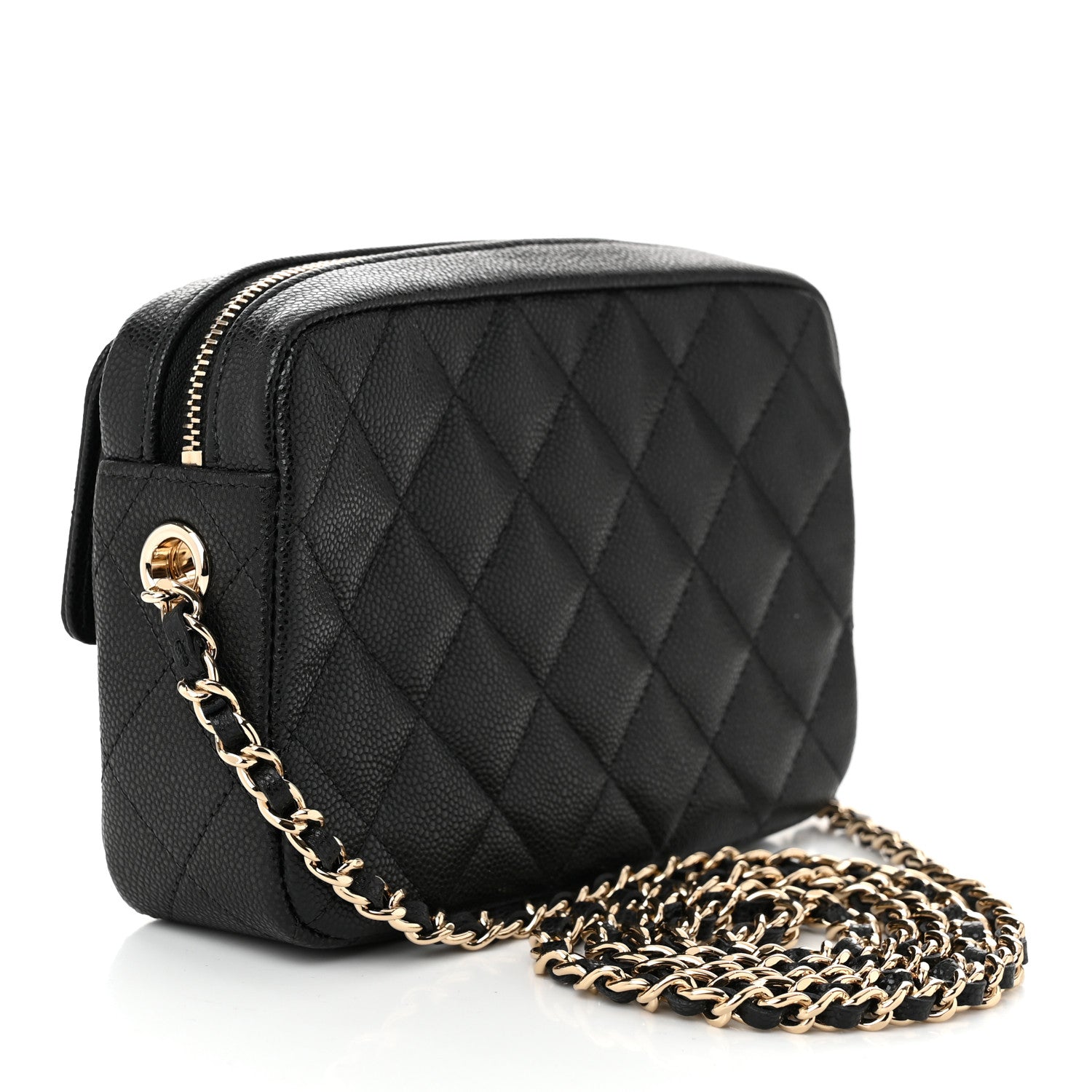 Chanel Caviar Quilted Mini Zip Clutch With Chain Black 3 of 11