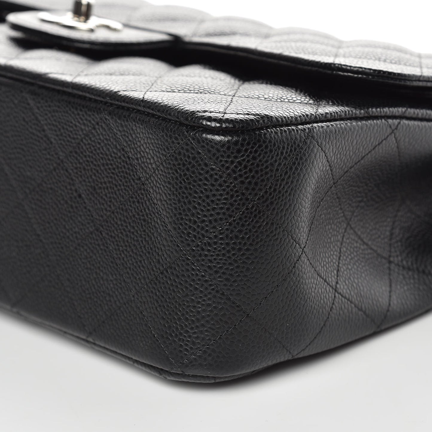 Caviar Quilted Jumbo Double Flap Black